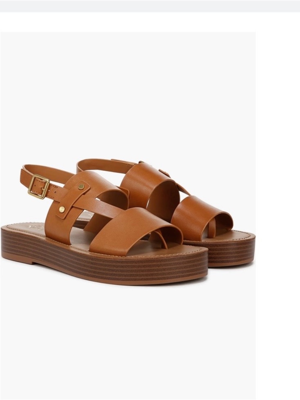 Franco Sarto Leather Cognac Platform Slingback Sandals